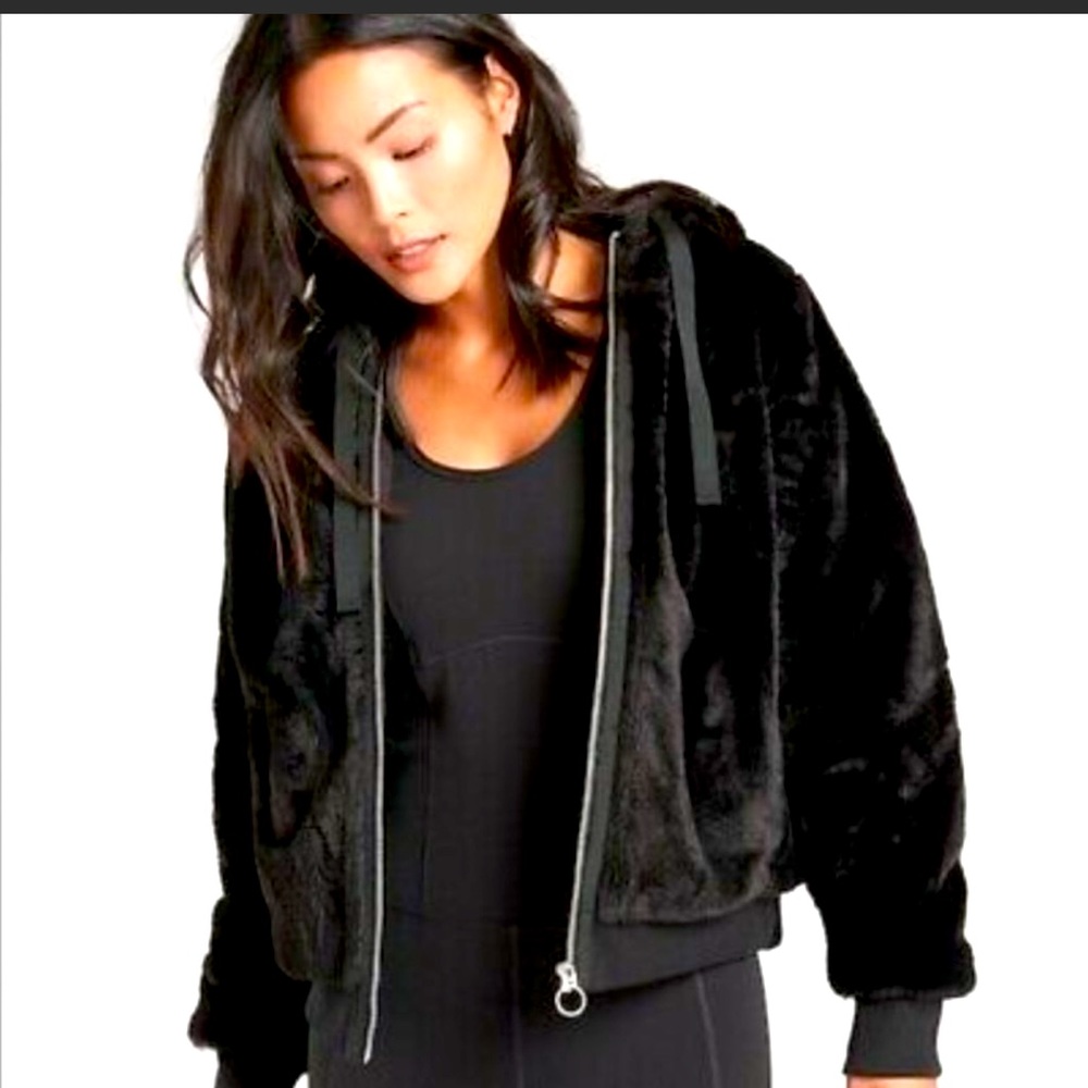 Athleta faux fur zip up jacket